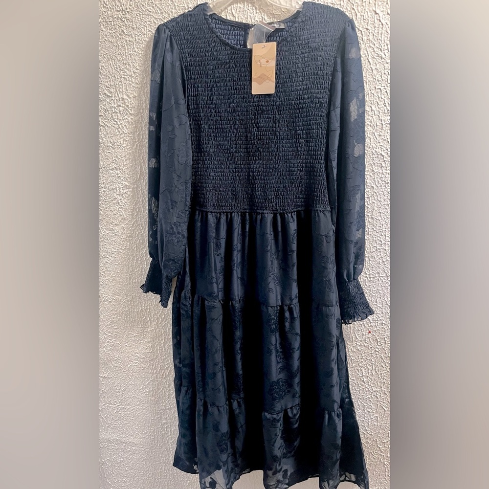 XL Navy Blue long casual boho dress